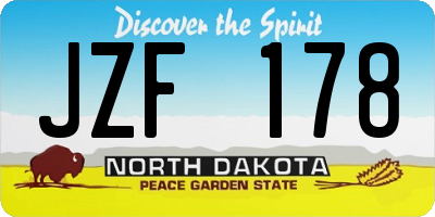 ND license plate JZF178