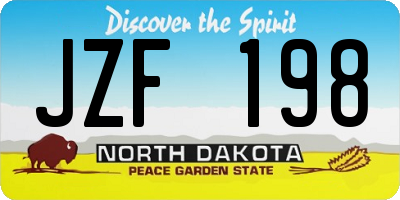 ND license plate JZF198
