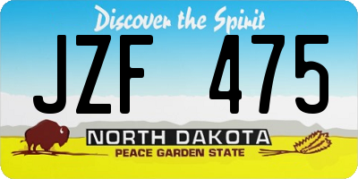 ND license plate JZF475