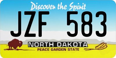 ND license plate JZF583