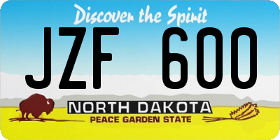 ND license plate JZF600