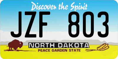 ND license plate JZF803