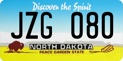 ND license plate JZG080