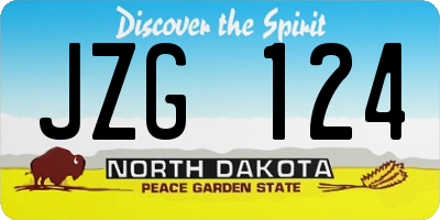 ND license plate JZG124