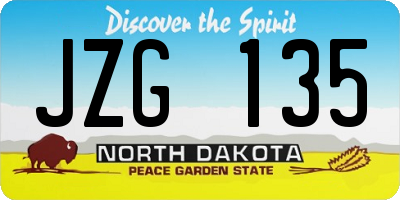 ND license plate JZG135