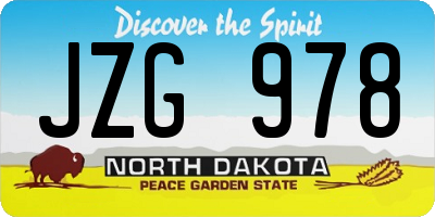 ND license plate JZG978