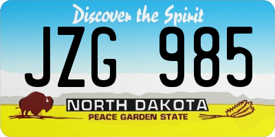 ND license plate JZG985