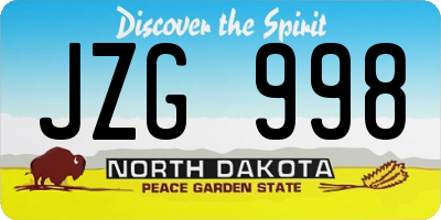 ND license plate JZG998