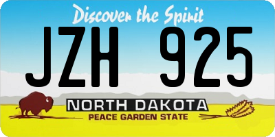 ND license plate JZH925