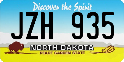 ND license plate JZH935