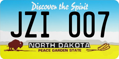 ND license plate JZI007