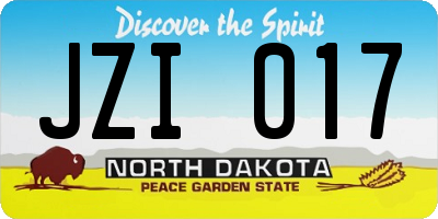 ND license plate JZI017