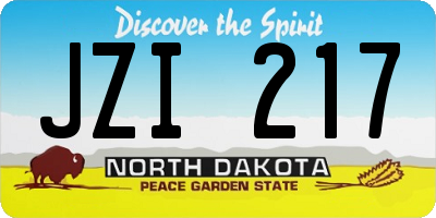 ND license plate JZI217