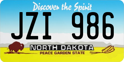 ND license plate JZI986