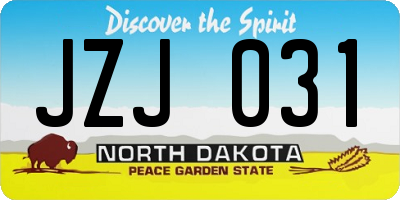 ND license plate JZJ031