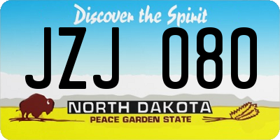 ND license plate JZJ080