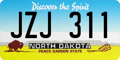 ND license plate JZJ311