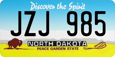 ND license plate JZJ985