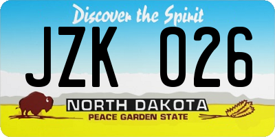 ND license plate JZK026