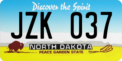 ND license plate JZK037