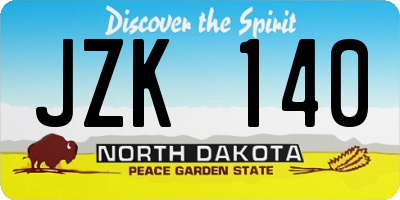 ND license plate JZK140