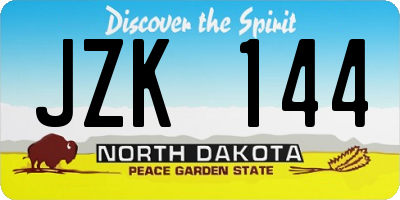 ND license plate JZK144
