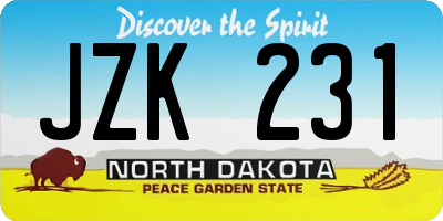 ND license plate JZK231