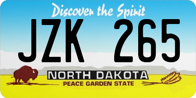 ND license plate JZK265