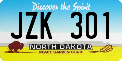 ND license plate JZK301