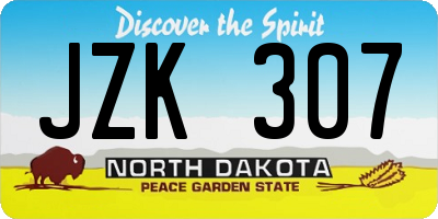 ND license plate JZK307