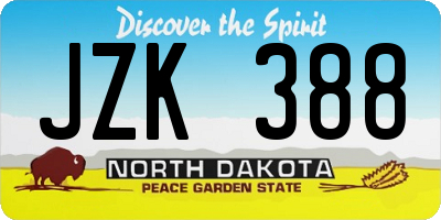 ND license plate JZK388