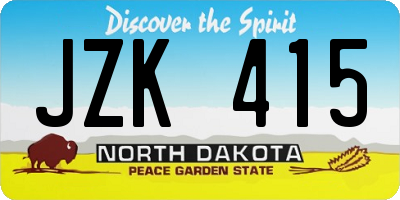 ND license plate JZK415