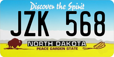 ND license plate JZK568