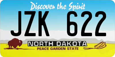 ND license plate JZK622