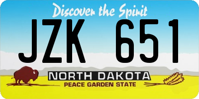 ND license plate JZK651