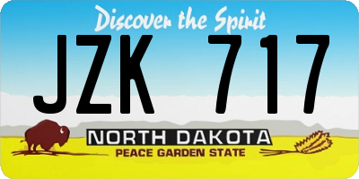 ND license plate JZK717