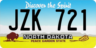 ND license plate JZK721