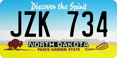 ND license plate JZK734
