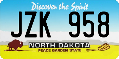 ND license plate JZK958
