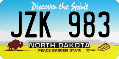 ND license plate JZK983