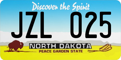 ND license plate JZL025
