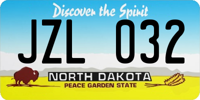 ND license plate JZL032