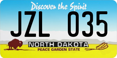 ND license plate JZL035