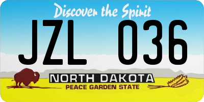 ND license plate JZL036