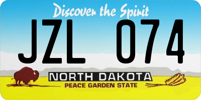 ND license plate JZL074