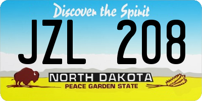 ND license plate JZL208
