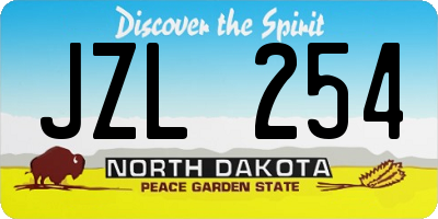 ND license plate JZL254