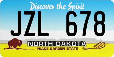 ND license plate JZL678