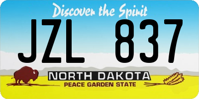 ND license plate JZL837