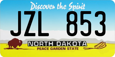 ND license plate JZL853
